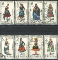 SPAIN, 1970, REGIONAL COSTUMES STAMPS SET OF 8, # 1428/34, &1437, USED. - Used Stamps