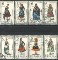 SPAIN, 1970, REGIONAL COSTUMES STAMPS SET OF 8, # 1428/34, &1437, USED. - Usati