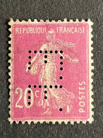 FRANCE E N° 190 Semeuse E.F. 67 Indice 4 Perforé Perforés Perfins Perfin ! - Andere & Zonder Classificatie