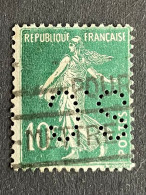 FRANCE S N° 159 Semeuse S.C 34 Indice 3 Perforés Perfins Perfin Superbe ! - Autres & Non Classés