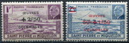 SAINT PIERRE ET MIQUELON 1944 - MARISCAL PETAIN - SOBRECARGADO - YVERT 312/313* - Ungebraucht