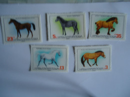 BULGARIA   MNH  STAMPS   SET 5  ANIMALS HORSES  1980 - Horses