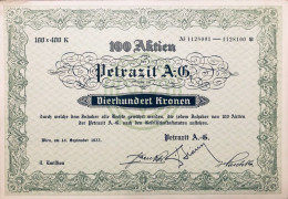 Vienne 1922: Cent Actions: Petrazit AG 40.000 Couronnes - Altri & Non Classificati