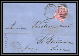 35415 N°33 Victoria 3p Pink London St Etienne France 1873 Cachet 72 Lettre Cover Grande Bretagne England - Briefe U. Dokumente