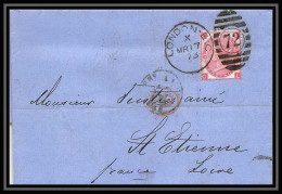 35416 N°33 Victoria 3p Pink London St Etienne France 1873 Cachet 72 Lettre Cover Grande Bretagne England - Briefe U. Dokumente