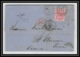 35402 N°51 Victoria 3p Pink London St Etienne France 1874 Cachet 97 Lettre Cover Grande Bretagne England - Briefe U. Dokumente