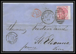 35368 N°51 Victoria 3p Pink London St Etienne France 1873 Cachet 75 Lettre Cover Grande Bretagne England - Cartas & Documentos
