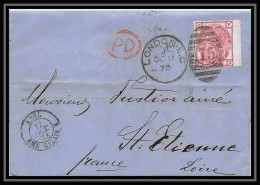 35368 N°51 Victoria 3p Pink London St Etienne France 1873 Cachet 75 Lettre Cover Grande Bretagne England - Brieven En Documenten