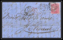 35346 N°16 Victoria 4p Rose London St Etienne France 1862 Cachet 91 Lettre Cover Grande Bretagne England - Covers & Documents