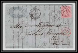 35335 N°16 Victoria 4p Rose London St Etienne France 1860 Cachet 87 Lettre Cover Grande Bretagne England - Briefe U. Dokumente