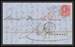 35333 N°16 Victoria 4p Rose London St Etienne France 1861 Cachet 86 Lettre Cover Grande Bretagne England - Brieven En Documenten