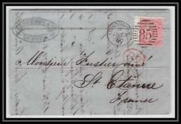 35330 N°16 Victoria 4p Rose London St Etienne France 1860 Cachet 85 Lettre Cover Grande Bretagne England - Briefe U. Dokumente