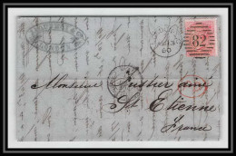 35324 N°16 Victoria 4p Rose London St Etienne France 1860 Cachet 82 Lettre Cover Grande Bretagne England - Storia Postale