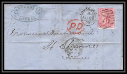 35321 N°16 Victoria 4p Rose London St Etienne France 1858 Cachet 76 Lettre Cover Grande Bretagne England - Storia Postale