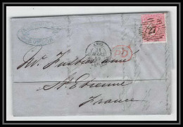 35310 N°16 Victoria 4p Rose London St Etienne France 1859 Cachet 27 Lettre Cover Grande Bretagne England - Covers & Documents