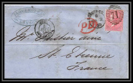 35318 N°16 Victoria 4p Rose London St Etienne France 1858 Cachet 71 Lettre Cover Grande Bretagne England - Storia Postale