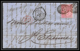 35313 N°16 Victoria 4p Rose London St Etienne France 1861 Cachet 45 Lettre Cover Grande Bretagne England - Lettres & Documents