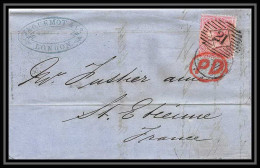 35305 N°16 Victoria 4p Rose London St Etienne France 1868 Cachet 21 Lettre Cover Grande Bretagne England - Briefe U. Dokumente