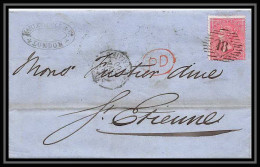 35294 N°16 Victoria 4p Rose London St Etienne France 1860 Cachet 18 Lettre Cover Grande Bretagne England - Storia Postale