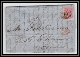 35286 N°16 Victoria 4p Rose London St Etienne France 1859 Cachet 15 Lettre Cover Grande Bretagne England - Covers & Documents