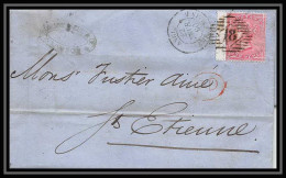 35292 N°16 Victoria 4p Rose London St Etienne France 1860 Cachet 18 Lettre Cover Grande Bretagne England - Covers & Documents