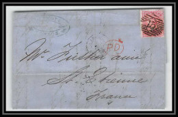 35284 N°16 Victoria 4p Rose London St Etienne France 1858 Cachet 15 Lettre Cover Grande Bretagne England - Storia Postale