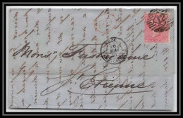 35279 N°16 Victoria 4p Rose London St Etienne France 1861 Cachet 12 Lettre Cover Grande Bretagne England - Cartas & Documentos