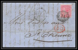 35271 N°16 Victoria 4p Rose London St Etienne France 1860 Cachet 11 Lettre Cover Grande Bretagne England - Storia Postale