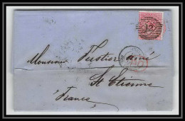 35281 N°16 Victoria 4p Rose London St Etienne France 1860 Cachet 12 Lettre Cover Grande Bretagne England - Covers & Documents