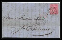 35275 N°16 Victoria 4p Rose London St Etienne France 1860 Cachet 11 Lettre Cover Grande Bretagne England - Briefe U. Dokumente