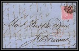 35265 N°16 Victoria 4p Rose London St Etienne France 1860 Cachet 8 Lettre Cover Grande Bretagne England - Lettres & Documents