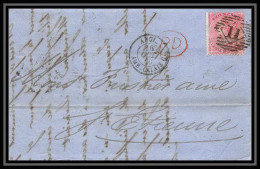 35269 N°16 Victoria 4p Rose London St Etienne France 1860 Cachet 11 Lettre Cover Grande Bretagne England - Lettres & Documents