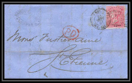 35266 N°16 Victoria 4p Rose London St Etienne France 1861 Cachet 46 Lettre Cover Grande Bretagne England - Brieven En Documenten