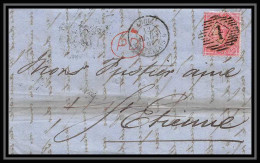 35262 N°16 Victoria 4p Rose London St Etienne France 1861 Cachet 4 Lettre Cover Grande Bretagne England - Covers & Documents