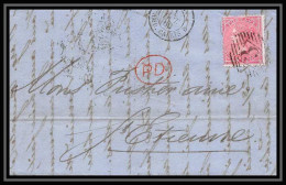 35260 N°16 Victoria 4p Rose London St Etienne France 1860 Cachet 3 Lettre Cover Grande Bretagne England - Covers & Documents