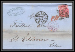 35241 N°19 40c Rose Milano Staz St Etienne France Lettre Cover Italie Italia Italy Lettre Cover Vittorio Emanuele 2 - Marcofilía