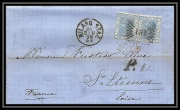 35073 N°23 20C Bleu Milano Staz St Etienne France Lettre Cover Italie Italia Italy Lettre Cover Vittorio Emanuele 2 - Marcophilie