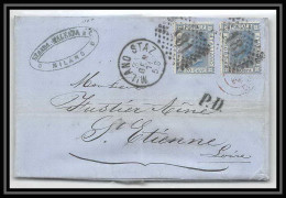 35072 N°23 20C Bleu Milano Staz St Etienne France Lettre Cover Italie Italia Italy Lettre Cover Vittorio Emanuele 2 - Marcofilie