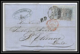 35050 N°23 20C Bleu Milano St Etienne France Lettre Cover Italie Italia Italy Lettre Cover Vittorio Emanuele 2 - Marcophilie