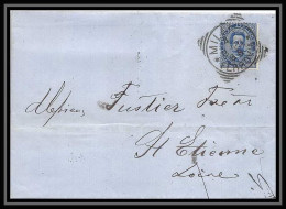 35027 N°36 25C Bleu Milano St Etienne Francelettre Cover Italie Italia Italy Lettre Cover Umberto I - Poststempel