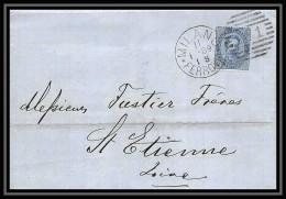 35009 N°36 25C Bleu Milano St Etienne Francelettre Cover Italie Italia Italy Lettre Cover Umberto I - Marcofilía