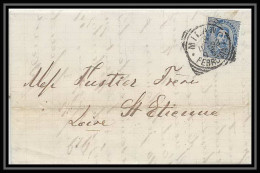 35014 N°36 25C Bleu Milano St Etienne Francelettre Cover Italie Italia Italy Lettre Cover Umberto I - Poststempel