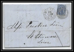 35013 N°36 25C Bleu Milano St Etienne Francelettre Cover Italie Italia Italy Lettre Cover Umberto I - Storia Postale