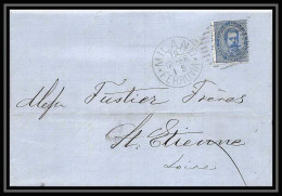 35002 N°36 25C Bleu Milano St Etienne Francelettre Cover Italie Italia Italy Lettre Cover Umberto I - Poststempel