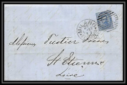 35008 N°36 25C Bleu Milano St Etienne Francelettre Cover Italie Italia Italy Lettre Cover Umberto I - Marcophilia