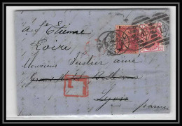 35918 N°26 + 51 Victoria London St Etienne France 1873 Lettre Cover Grande Bretagne England - Storia Postale