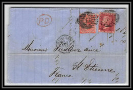 35905 N°26 + 32 Victoria London St Etienne France 1864 Lettre Cover Grande Bretagne England - Brieven En Documenten