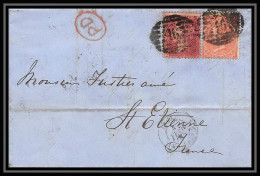 35909 N°26 + 32 Victoria London St Etienne France 1865 Lettre Cover Grande Bretagne England - Lettres & Documents