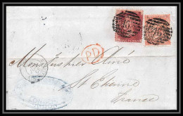 35903 N°26 + 32 Victoria London St Etienne France 1866 Lettre Cover Grande Bretagne England - Storia Postale