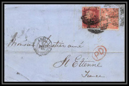 35910 N°26 + 32 Victoria London St Etienne France 1865 Lettre Cover Grande Bretagne England - Storia Postale